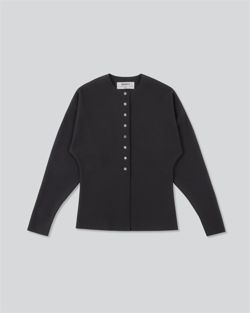 BIRROT LAY2 ROUND-NECK CARDIGAN ANTHRACITE